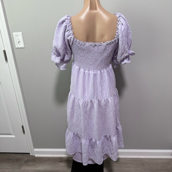 The Impeccable Pig Purple Lavender Smocked Tiered Dress Medium Feminine Girly - Picture 4 of 6